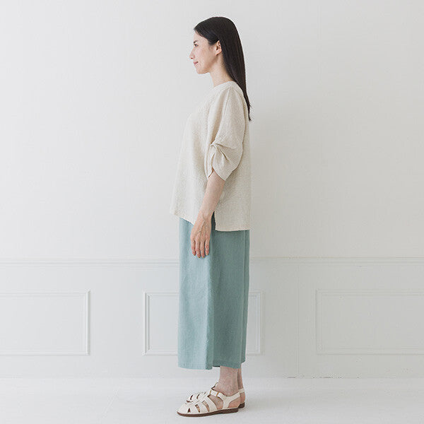 【crea delice】純麻打褶袖寬版襯衫 Japan E-Shop