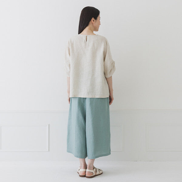 【crea delice】純麻打褶袖寬版襯衫 Japan E-Shop