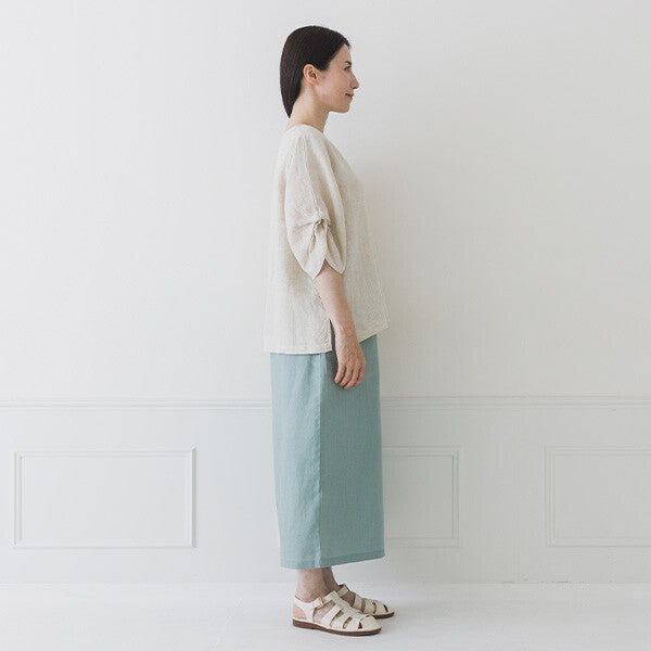 【crea delice】純麻打褶袖寬版襯衫 Japan E-Shop