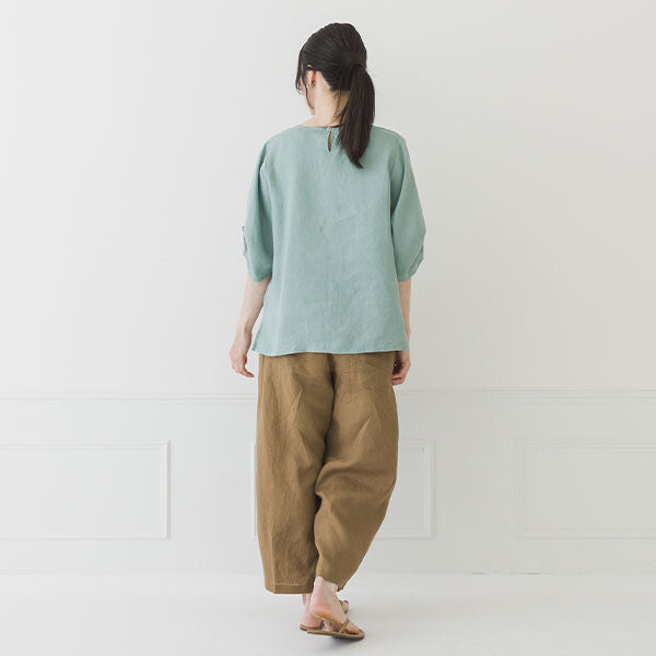 【crea delice】純麻打褶袖寬版襯衫 Japan E-Shop