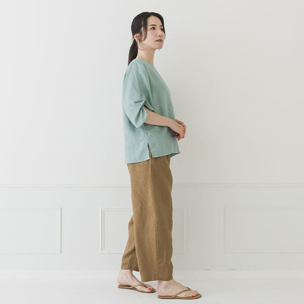 【crea delice】純麻打褶袖寬版襯衫 Japan E-Shop