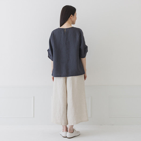 【crea delice】純麻打褶袖寬版襯衫 Japan E-Shop