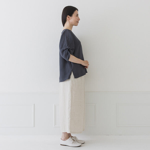 【crea delice】純麻打褶袖寬版襯衫 Japan E-Shop