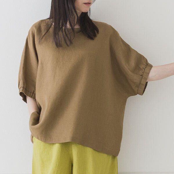 【crea delice】亞麻泡泡袖寬版短袖襯衫 Japan E-Shop