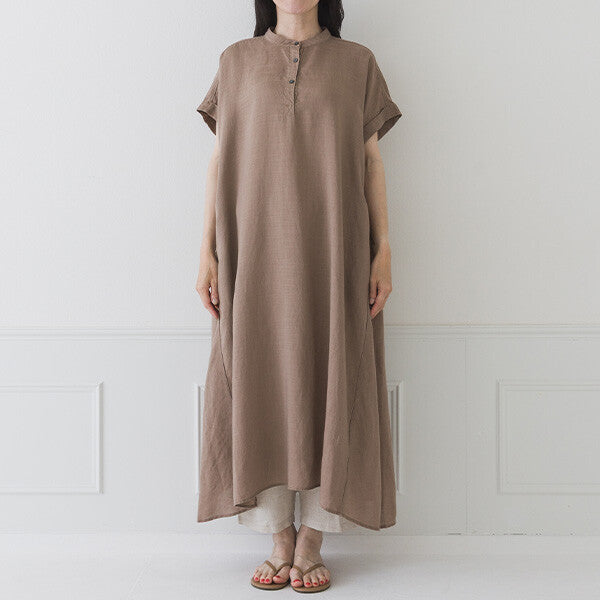 【crea delice】纖維素亞麻法式袖洋裝 Japan E-Shop