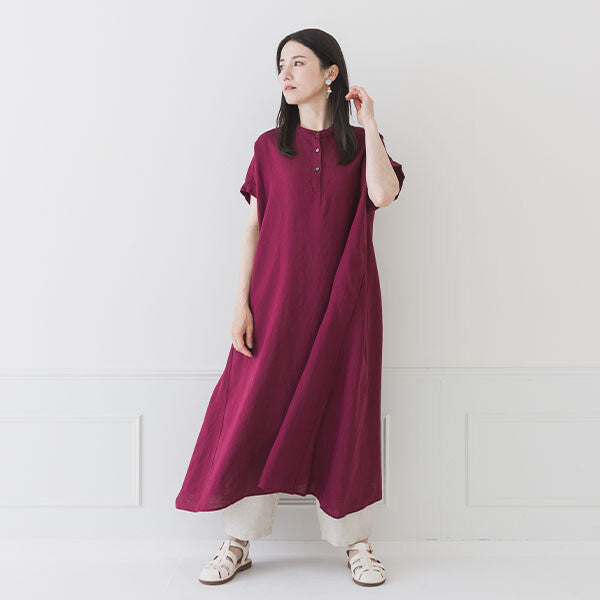 【crea delice】纖維素亞麻法式袖洋裝 Japan E-Shop