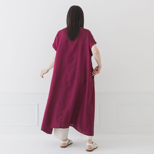 【crea delice】纖維素亞麻法式袖洋裝 Japan E-Shop