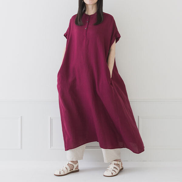 【crea delice】纖維素亞麻法式袖洋裝 Japan E-Shop