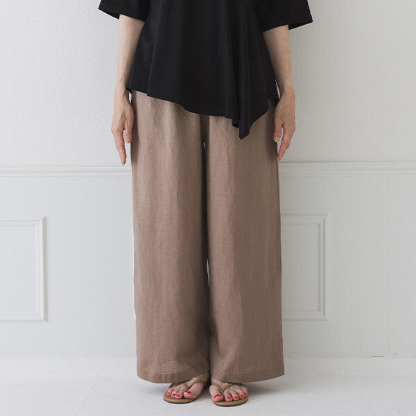【crea delice】纖維素亞麻寬直筒長褲 Japan E-Shop