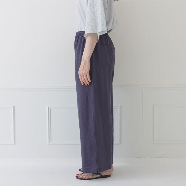 【crea delice】纖維素亞麻寬直筒長褲 Japan E-Shop