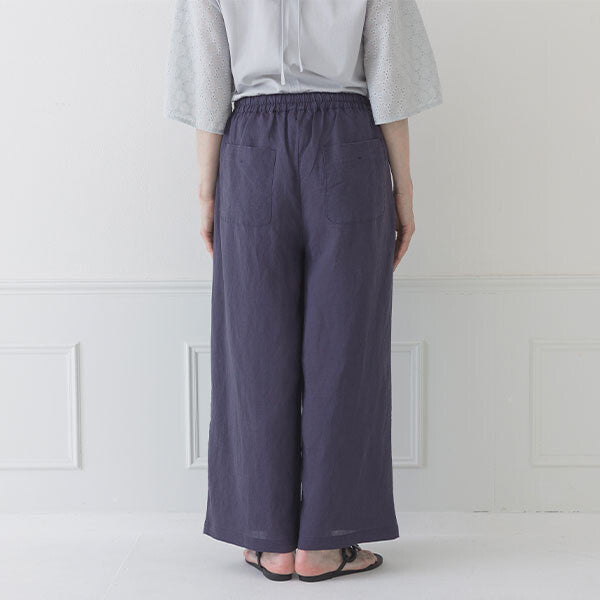 【crea delice】纖維素亞麻寬直筒長褲 Japan E-Shop