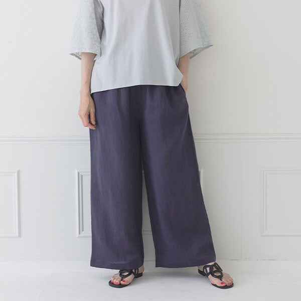 【crea delice】纖維素亞麻寬直筒長褲 Japan E-Shop