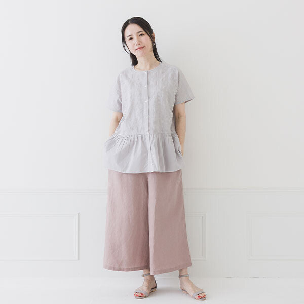 【crea delice】棉質薄紗刺繡拼接上衣 Japan E-Shop
