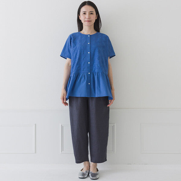 【crea delice】棉質薄紗刺繡拼接上衣 Japan E-Shop