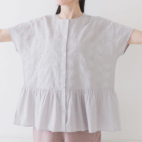 【crea delice】棉質薄紗刺繡拼接上衣 Japan E-Shop