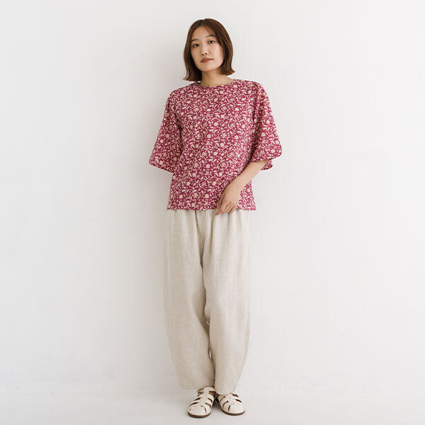 【crea delice】純棉植物印花寬袖襯衫 Japan E-Shop