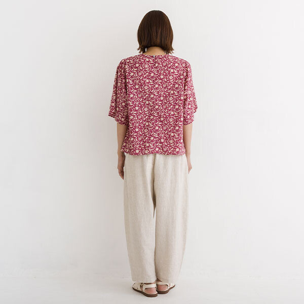【crea delice】純棉植物印花寬袖襯衫 Japan E-Shop