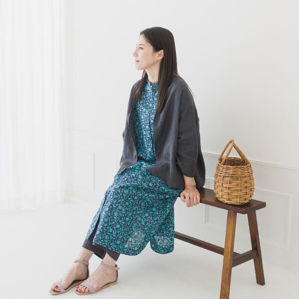 【crea delice】印花棉質薄紗立領洋裝 Japan E-Shop