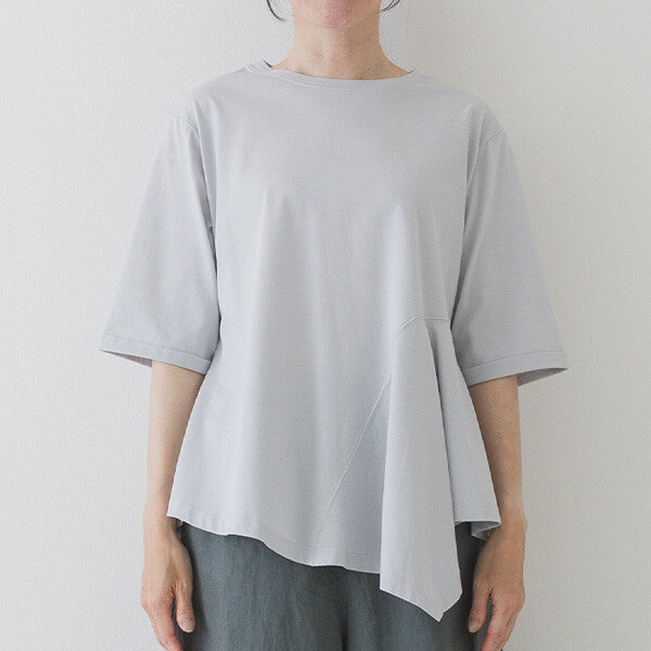 【crea delice】純棉光澤不對稱下襬上衣 Japan E-Shop