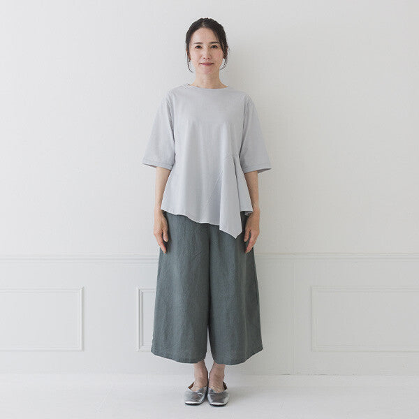 【crea delice】純棉光澤不對稱下襬上衣 Japan E-Shop