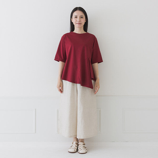 【crea delice】純棉光澤不對稱下襬上衣 Japan E-Shop