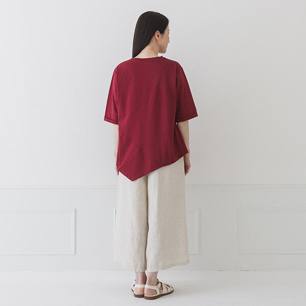 【crea delice】純棉光澤不對稱下襬上衣 Japan E-Shop