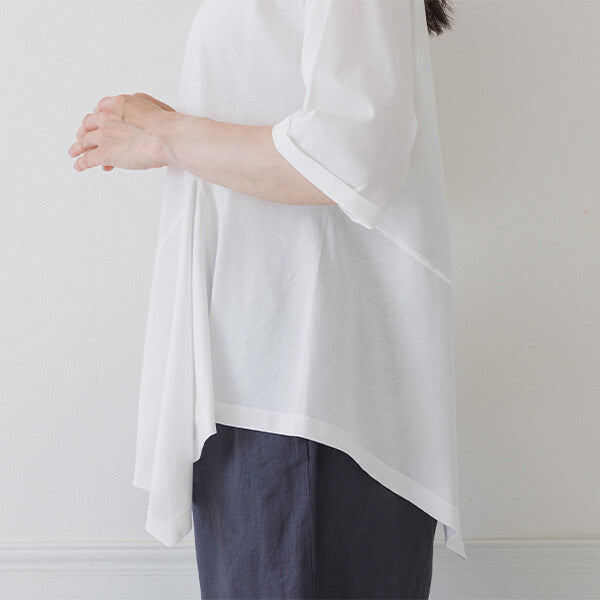 【crea delice】純棉光澤不對稱下襬上衣 Japan E-Shop