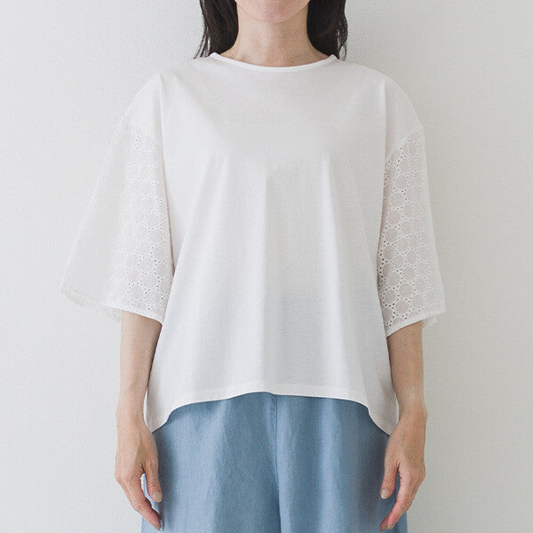 【crea delice】絲光棉蕾絲後綁帶T恤 Japan E-Shop