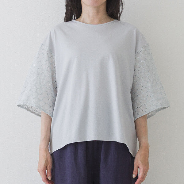 【crea delice】絲光棉蕾絲後綁帶T恤 Japan E-Shop