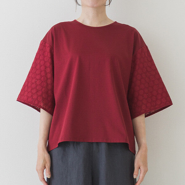 【crea delice】絲光棉蕾絲後綁帶T恤 Japan E-Shop