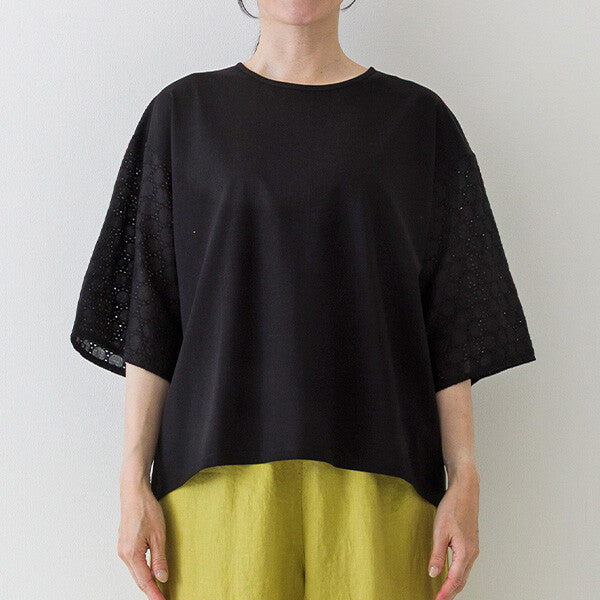 【crea delice】絲光棉蕾絲後綁帶T恤 Japan E-Shop