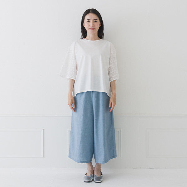 【crea delice】絲光棉蕾絲後綁帶T恤 Japan E-Shop