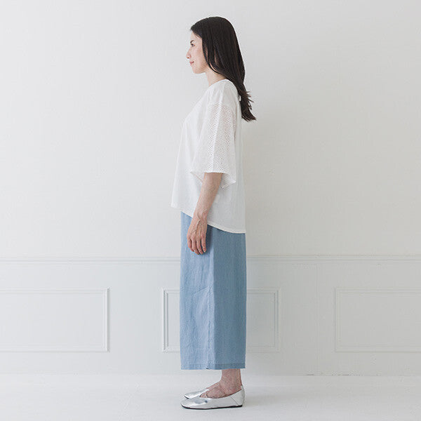 【crea delice】絲光棉蕾絲後綁帶T恤 Japan E-Shop