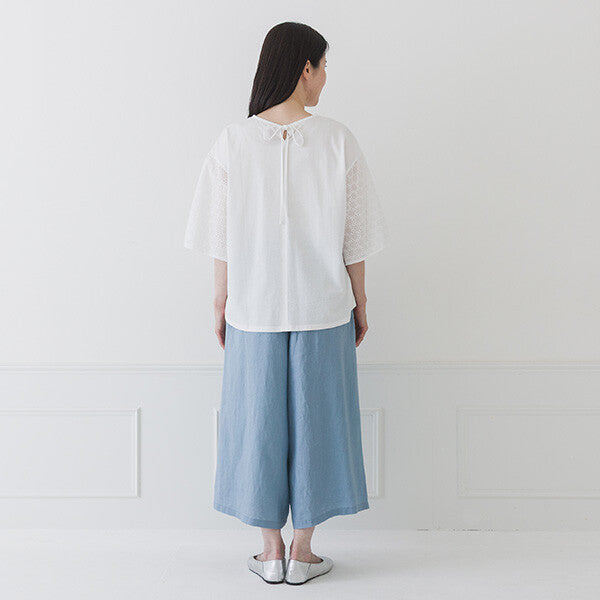 【crea delice】絲光棉蕾絲後綁帶T恤 Japan E-Shop