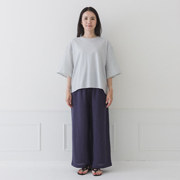 【crea delice】絲光棉蕾絲後綁帶T恤 Japan E-Shop