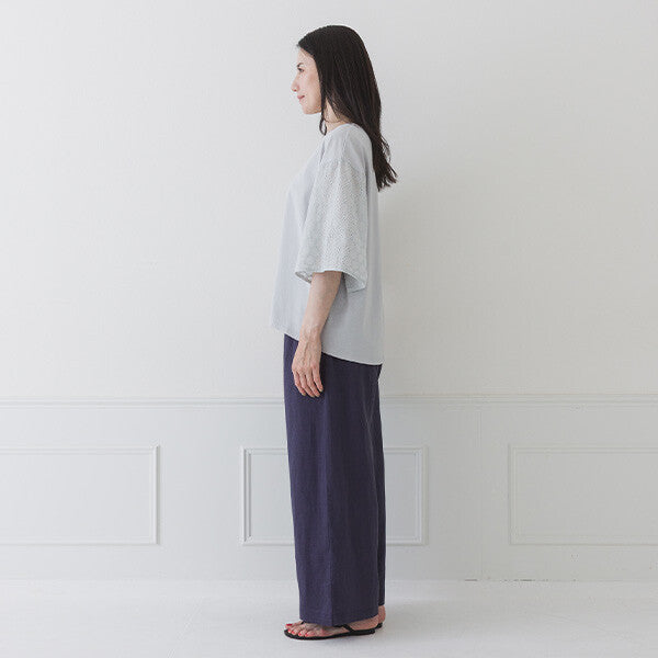 【crea delice】絲光棉蕾絲後綁帶T恤 Japan E-Shop