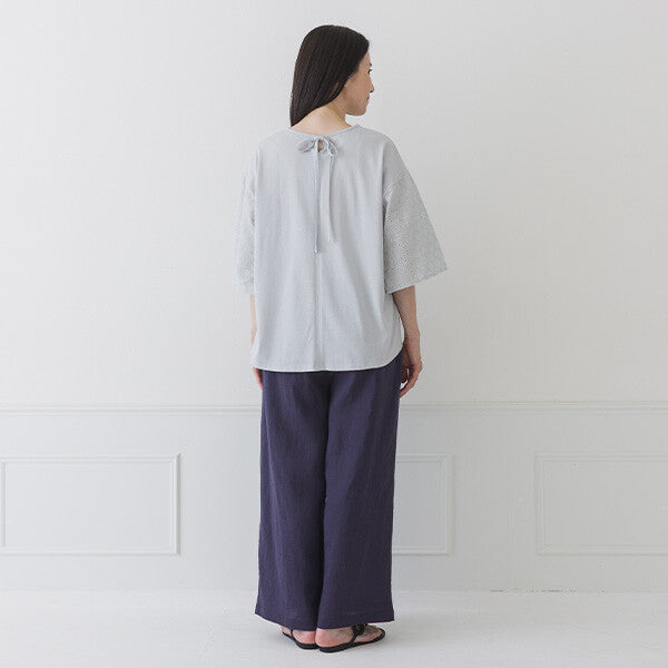 【crea delice】絲光棉蕾絲後綁帶T恤 Japan E-Shop