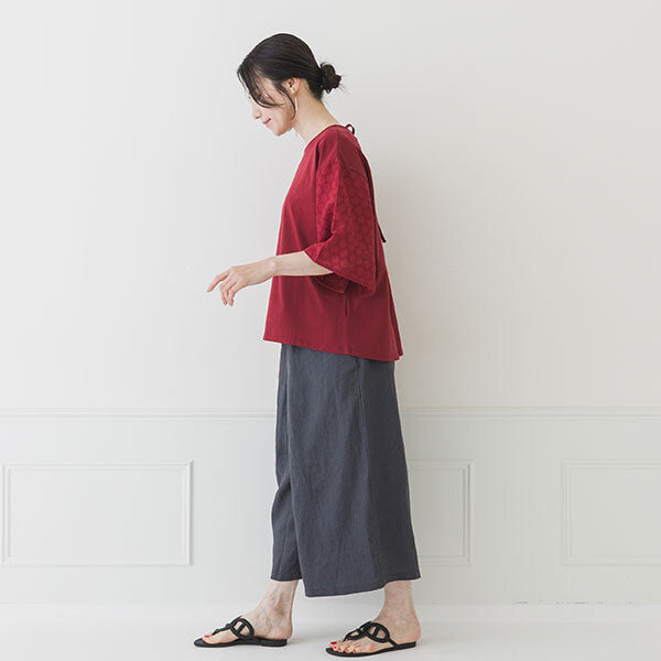 【crea delice】絲光棉蕾絲後綁帶T恤 Japan E-Shop