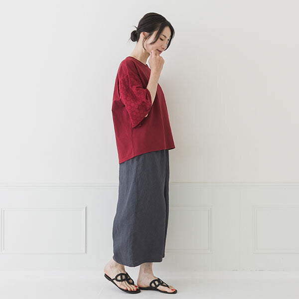 【crea delice】絲光棉蕾絲後綁帶T恤 Japan E-Shop