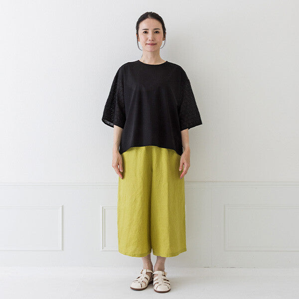 【crea delice】絲光棉蕾絲後綁帶T恤 Japan E-Shop