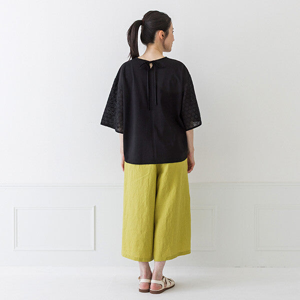 【crea delice】絲光棉蕾絲後綁帶T恤 Japan E-Shop
