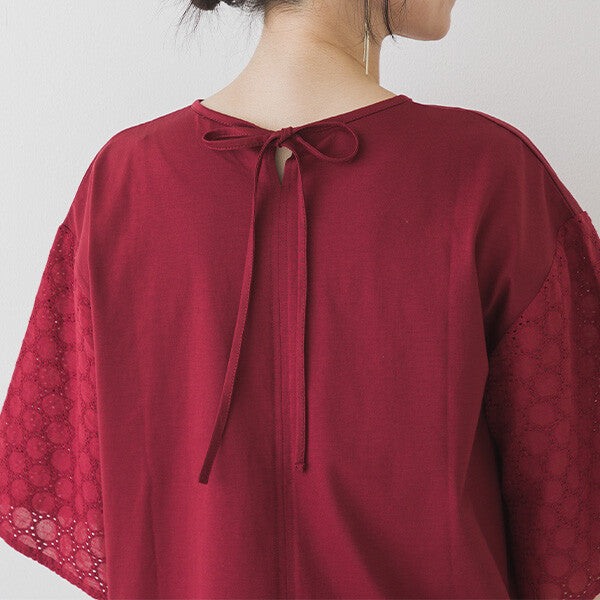 【crea delice】絲光棉蕾絲後綁帶T恤 Japan E-Shop