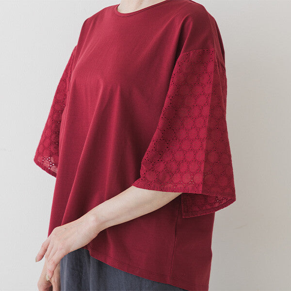 【crea delice】絲光棉蕾絲後綁帶T恤 Japan E-Shop