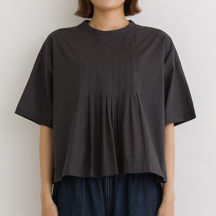【kermu】純棉薄紗前褶寬版上衣 Japan E-Shop