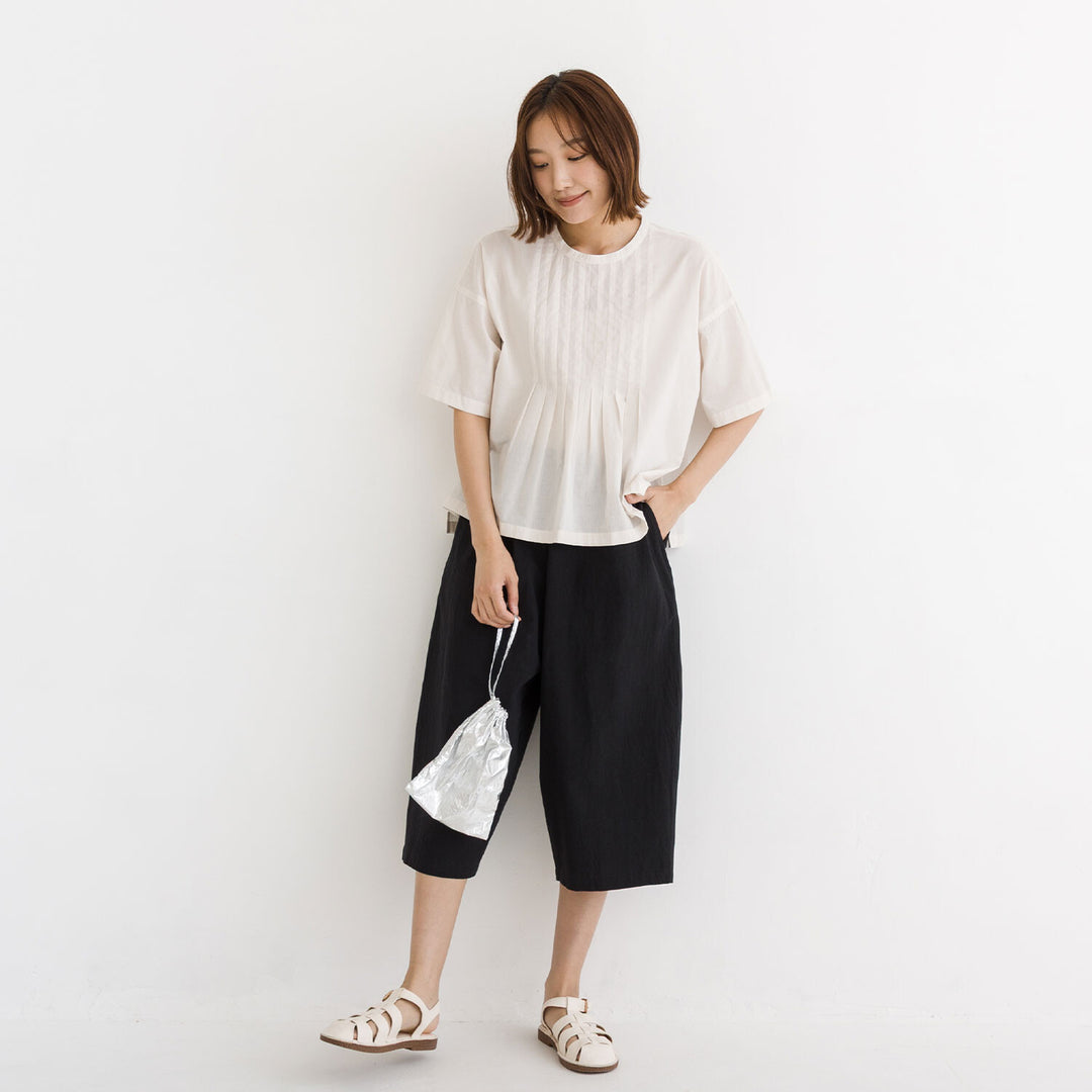 【kermu】純棉薄紗前褶寬版上衣 Japan E-Shop