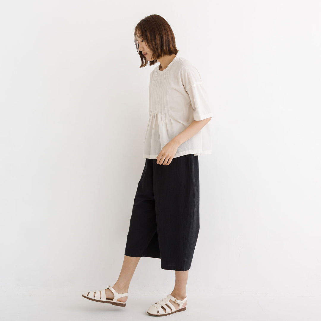 【kermu】純棉薄紗前褶寬版上衣 Japan E-Shop