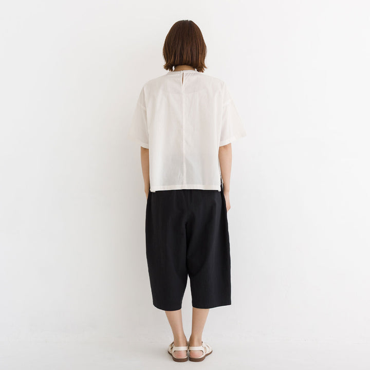 【kermu】純棉薄紗前褶寬版上衣 Japan E-Shop