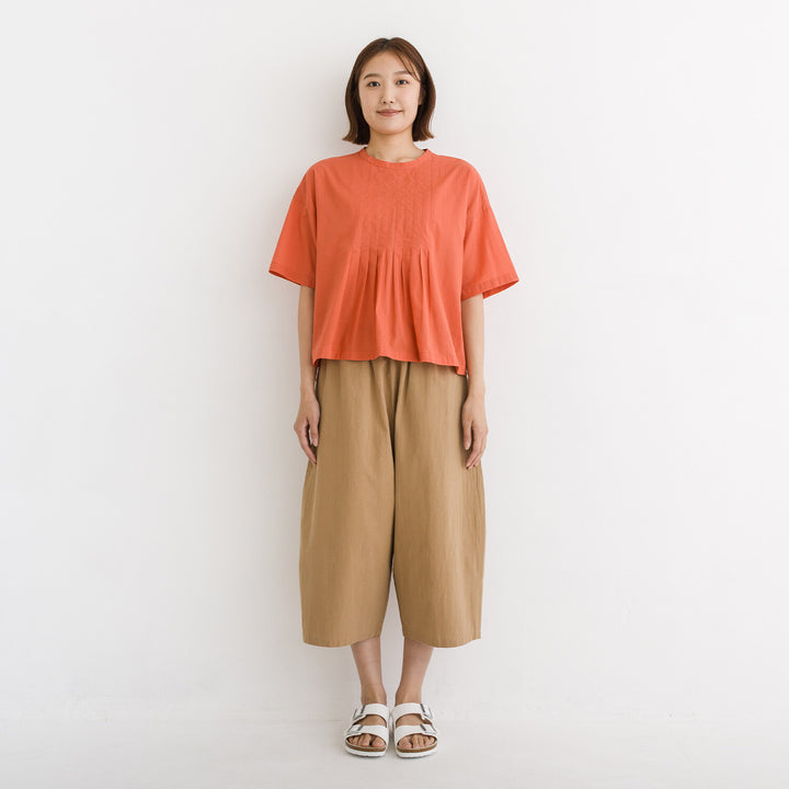 【kermu】純棉薄紗前褶寬版上衣 Japan E-Shop
