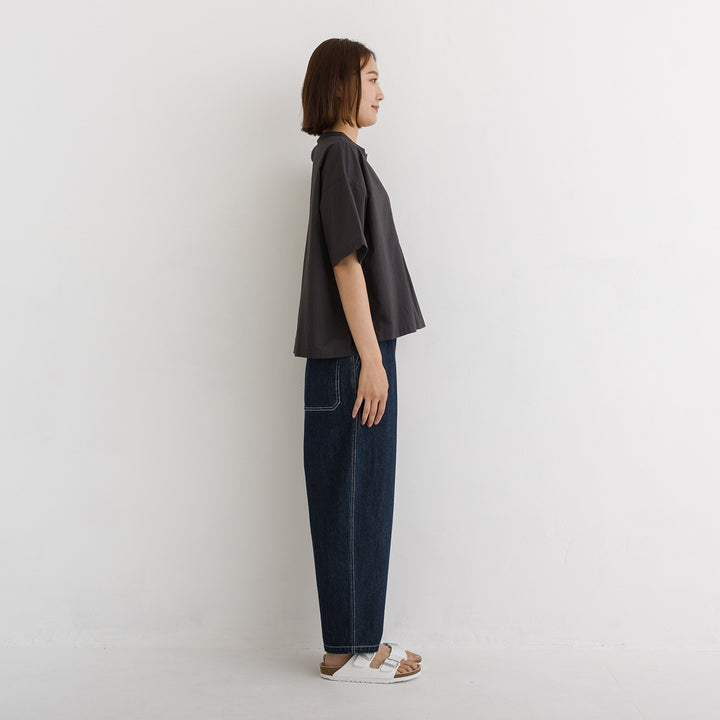 【kermu】純棉薄紗前褶寬版上衣 Japan E-Shop