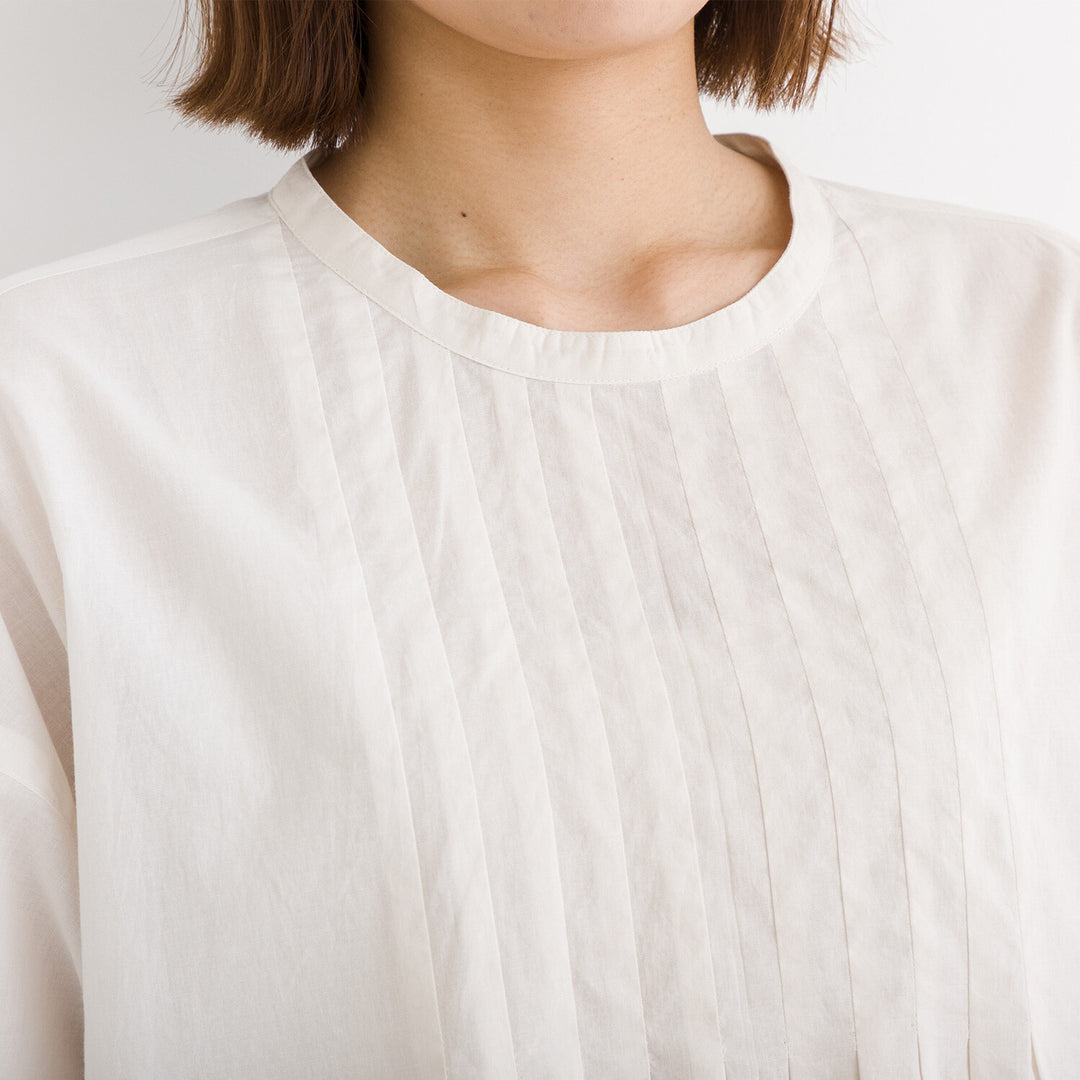 【kermu】純棉薄紗前褶寬版上衣 Japan E-Shop